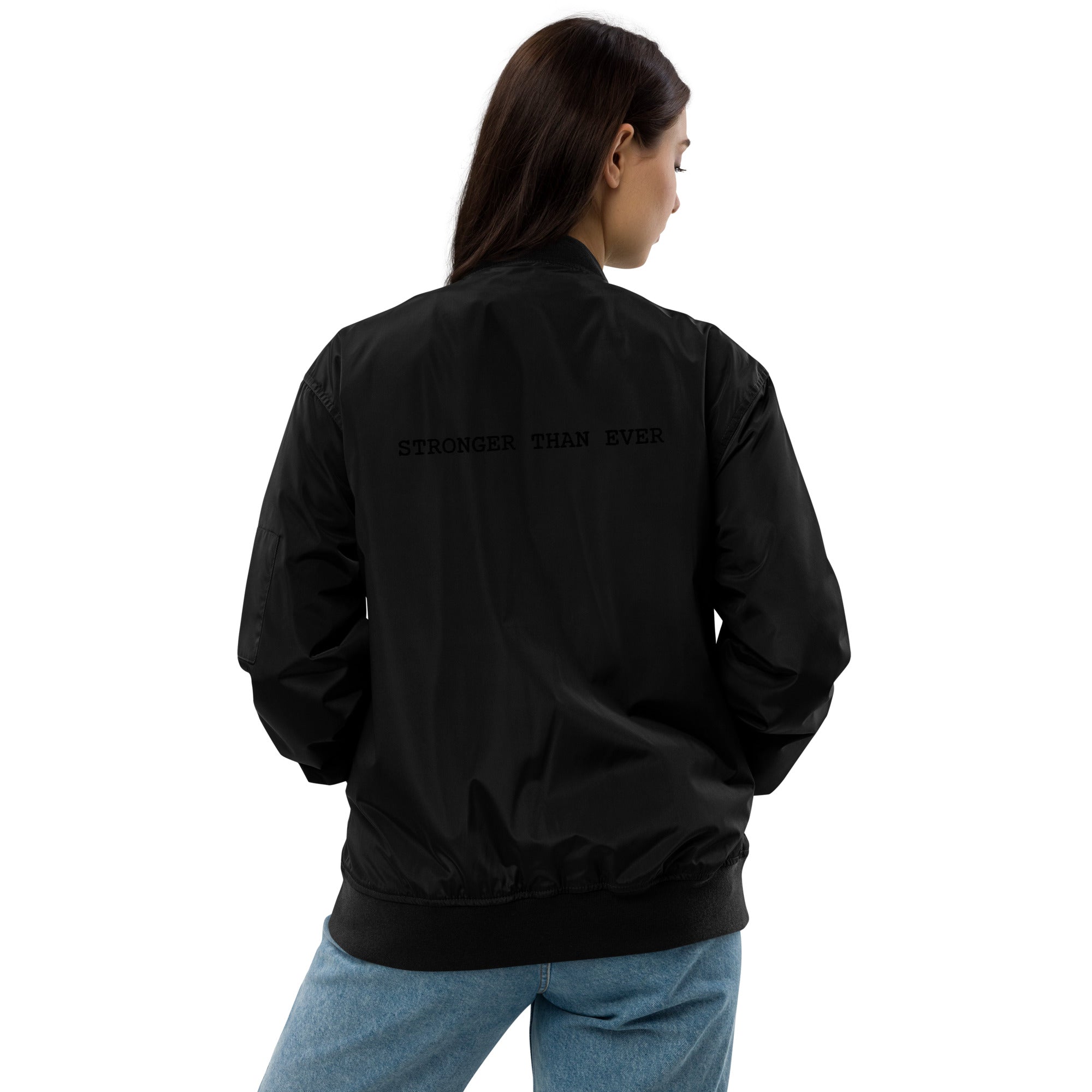 "Stronger Than Ever" Monochrome Bomber Jacket (Unisex)